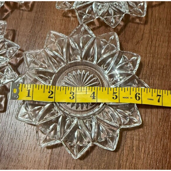 FEDERAL GLASS 1950’s Clear Glass Petal Pattern 6 1/4” Plates 12 Point 6 PCs - Picture 9 of 9